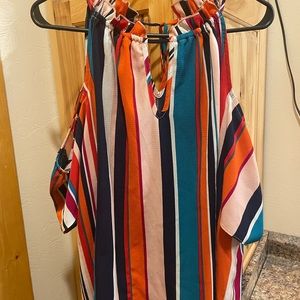 Milti Colored Cold Shoulder Boutique Top